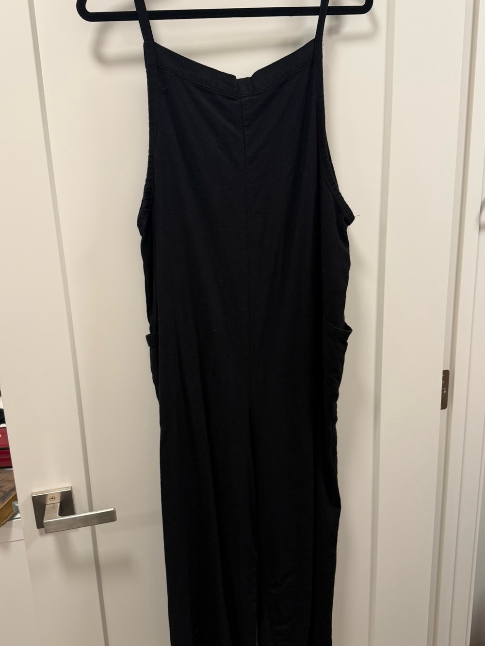Black Sleeveless Wide-Leg Jumpsuit with Pockets